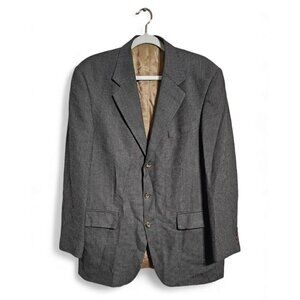 Vintage Oscar De La Renta gray & black wool tweed sport coat blazer size 41R